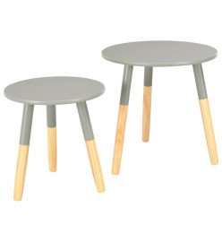 Tables d'appoint 2 pcs Gris Pin massif