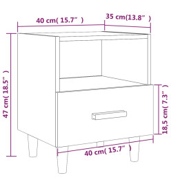 Table de chevet Chêne fumé 40x35x47 cm