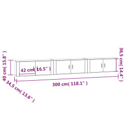 Meubles TV muraux 3 pcs noir 100x34,5x40 cm