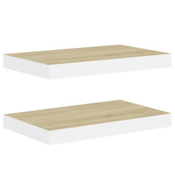 Étagères flottantes 2 pcs Chêne et blanc 40x23x3,8 cm MDF