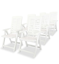 Chaises inclinables de jardin 6 pcs Plastique Blanc