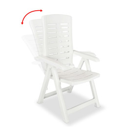 Chaises inclinables de jardin 6 pcs Plastique Blanc