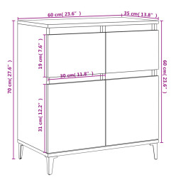 Buffet Blanc 60x35x70 cm Bois d'ingénierie