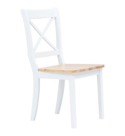 Chaises à manger lot de 2 blanc/bois clair bois d'hévéa massif