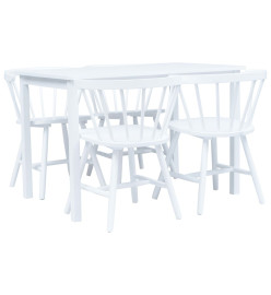 Ensemble de salle à manger 5 pcs Bois d'hévéa Blanc