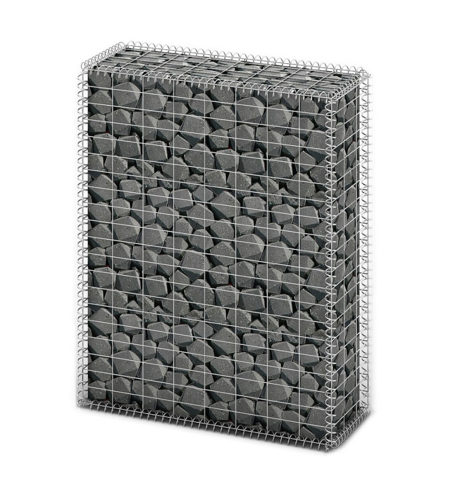 Panier de gabion avec couvercle Fil galvanisé 100 x 80 x 30 cm