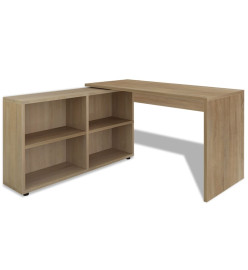 Bureau d'angle 4 étagères chêne