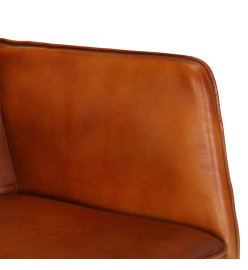 Chaise à bascule avec repose-pied Brun roux Cuir véritable