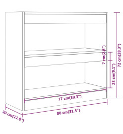 Bibliothèque/Séparateur de pièce Gris béton 80x30x72 cm