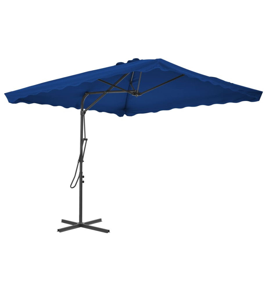 Parasol d'extérieur avec mât en acier Bleu 250x250x230 cm