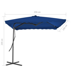 Parasol d'extérieur avec mât en acier Bleu 250x250x230 cm