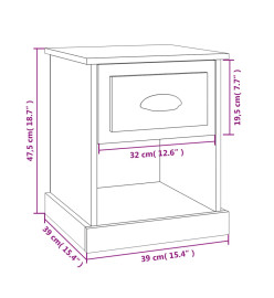 Table de chevet gris béton 39x39x47,5 cm bois d'ingénierie