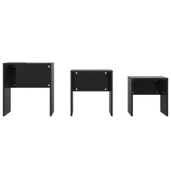 Tables basses gigognes 3 pcs Noir brillant Aggloméré