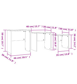 Tables basses gigognes 3 pcs Noir brillant Aggloméré