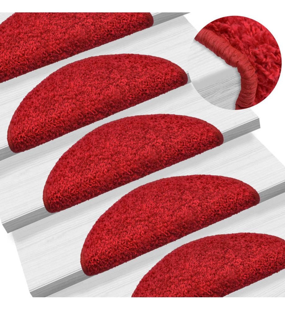 Tapis d'escalier 10 pcs 56x17x3 cm Rouge