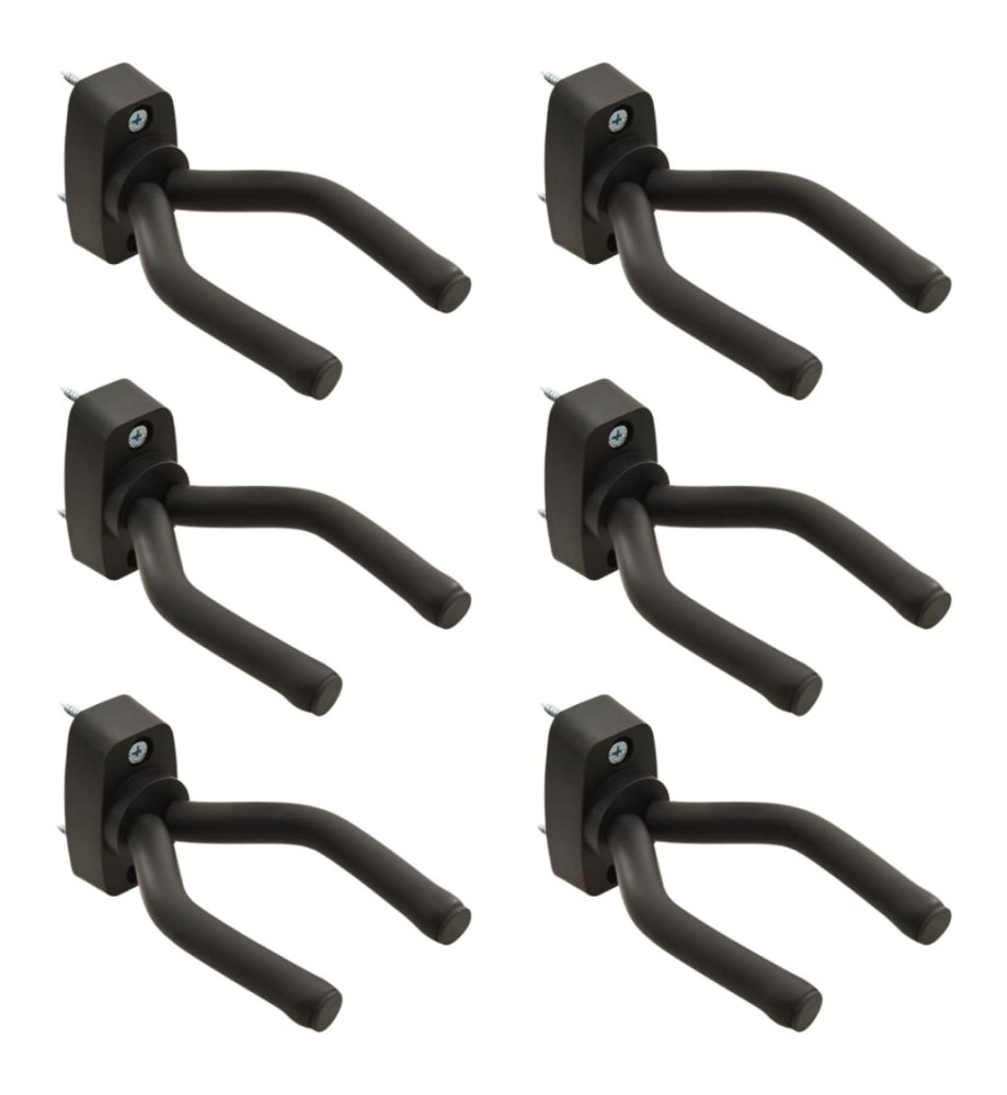 Supports muraux pour guitare 6 pcs Noir Acier