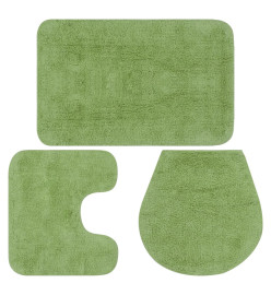 Jeu de tapis de salle de bain 3 pcs Tissu Vert