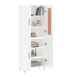 Buffet haut Blanc brillant 69,5x34x180 cm Bois d'ingénierie