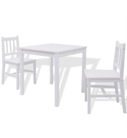 Ensemble de salle à manger trois pièces Pinède Blanc