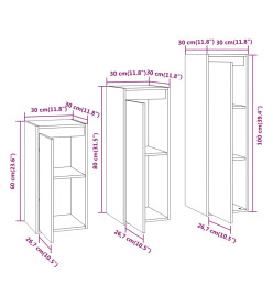 Meubles TV 3 pcs Gris Bois massif de pin