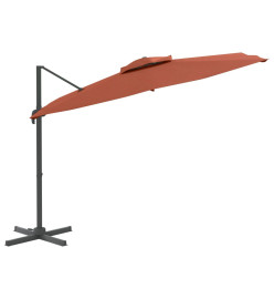 Parasol cantilever à double toit Terre cuite 400x300 cm