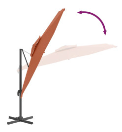 Parasol cantilever à double toit Terre cuite 400x300 cm