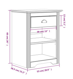 Table de chevet BODO marron 53x38,5x66 cm bois de pin massif