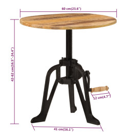 Table d'appoint 60x(42-62) cm Bois massif de manguier et fonte