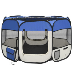 Parc pliable pour chien avec sac de transport Bleu 110x110x58cm