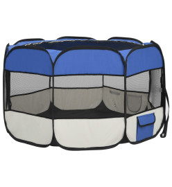 Parc pliable pour chien avec sac de transport Bleu 110x110x58cm