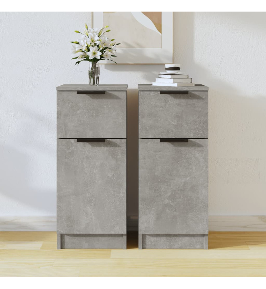 Buffets 2 pcs Gris béton 30x30x70 cm Bois d'ingénierie