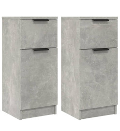 Buffets 2 pcs Gris béton 30x30x70 cm Bois d'ingénierie