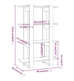 Bibliothèque/Séparateur de pièce Chêne fumé 80x30x123,5 cm