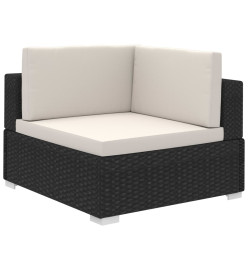 Salon de jardin avec coussins 8 pcs résine tressée noir