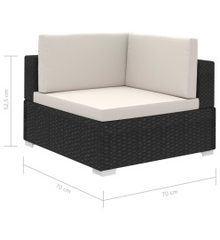 Salon de jardin avec coussins 8 pcs résine tressée noir