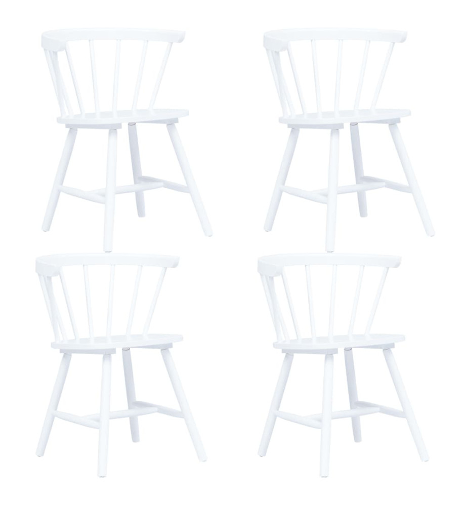 Chaises à manger lot de 4 blanc bois d'hévéa massif