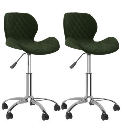 Chaises pivotantes à manger lot de 2 Vert foncé Velours