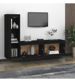 Meubles TV 3 pcs Noir Bois massif de pin