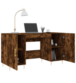 Bureau chêne fumé 140x50x75 cm bois d'ingénierie