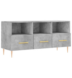 Meuble TV gris béton 102x36x50 cm bois d'ingénierie