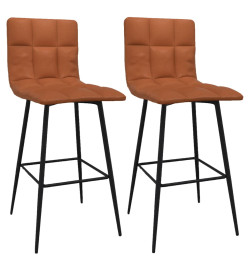 Tabourets de bar lot de 2 marron clair similicuir