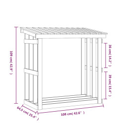 Support pour bois de chauffage Gris 108x64,5x109 cm Bois de pin