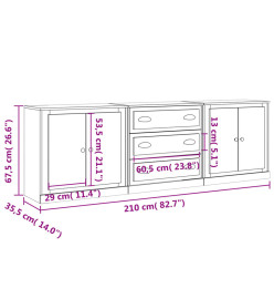 Buffets 3 pcs Blanc Bois d'ingénierie