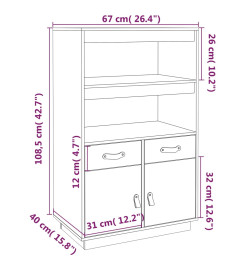 Buffet haut 67x40x108,5 cm Bois massif de pin