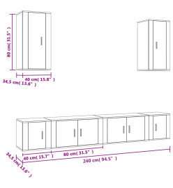 Ensemble de meubles TV 6 pcs Noir Bois d'ingénierie