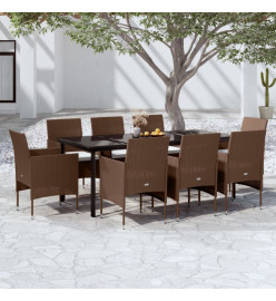 Ensemble de salle à manger de jardin coussins 9 pcs Marron/noir