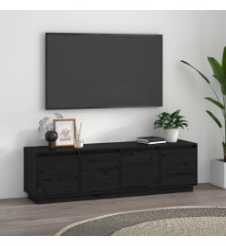 Meuble TV Noir 156x37x45 cm Bois de pin massif