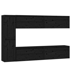 Meubles TV 6 pcs Noir Bois massif de pin