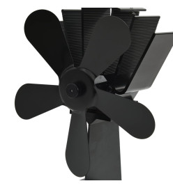 Ventilateur de poêle alimenté par chaleur 5 pales Noir