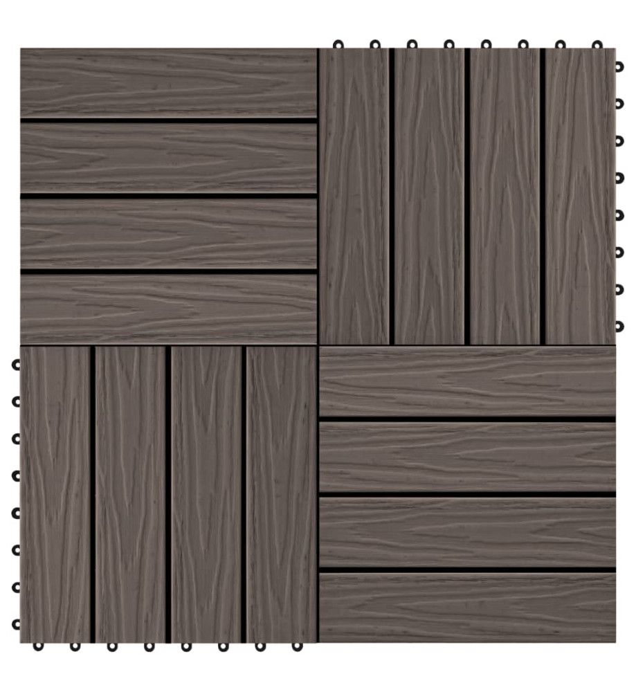 Carreau de terrasse en relief 11 pcs WPC 30x30 cm 1 m² Marron